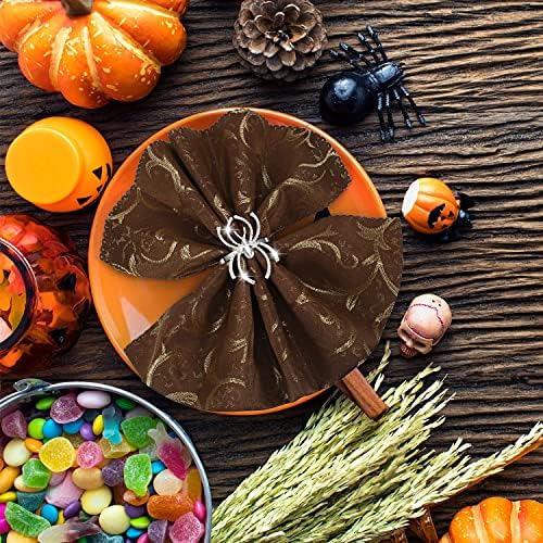 Patelai 12 Pcs Spider Napkin Rings Halloween Napkin Ring, Sliver, Glitter