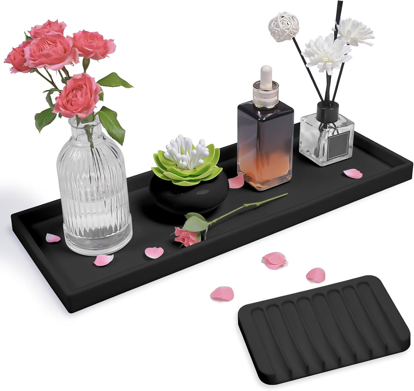Sink Vanity Trays / Black / 15.7 x 5.9 x 0.9