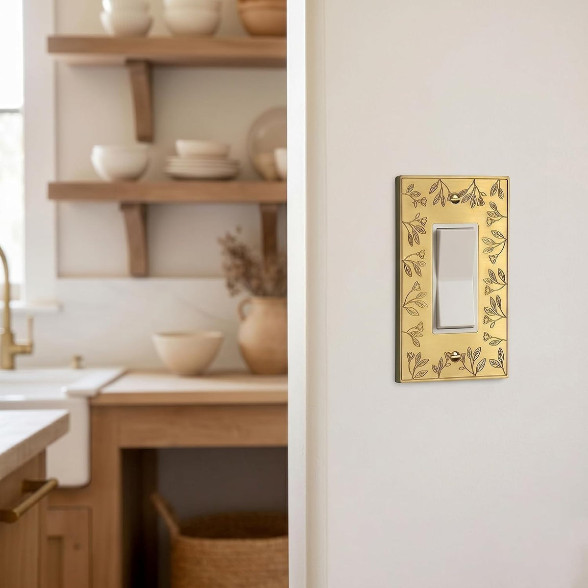 Rio Salto Decorative Gold Light Switch Cover Plate Premium Metal Flower Rocker Decorator Paddle GFCI Switch Plate
