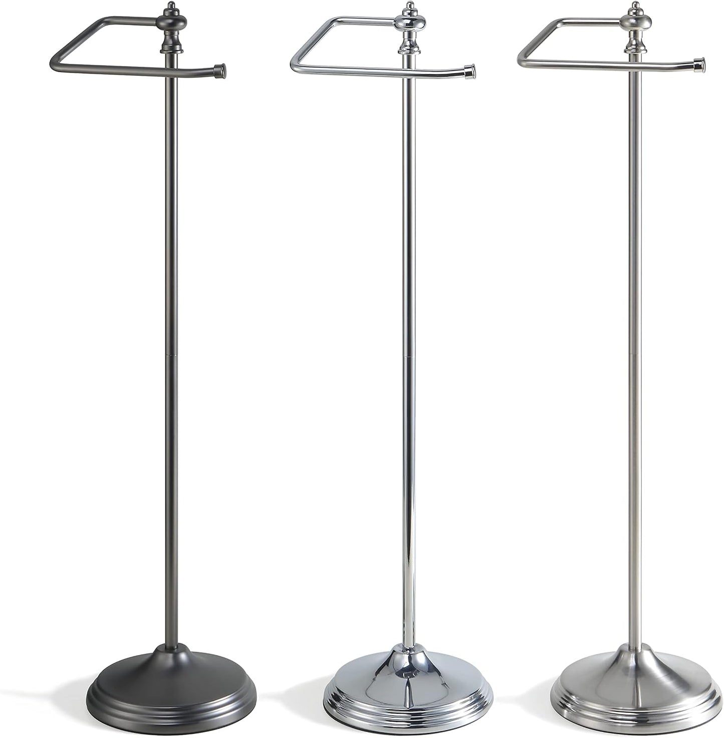 SunnyPoint Bathroom Free Standing Toilet Tissue Paper Roll Holder Stand with Reserve Function, Chrome Finish