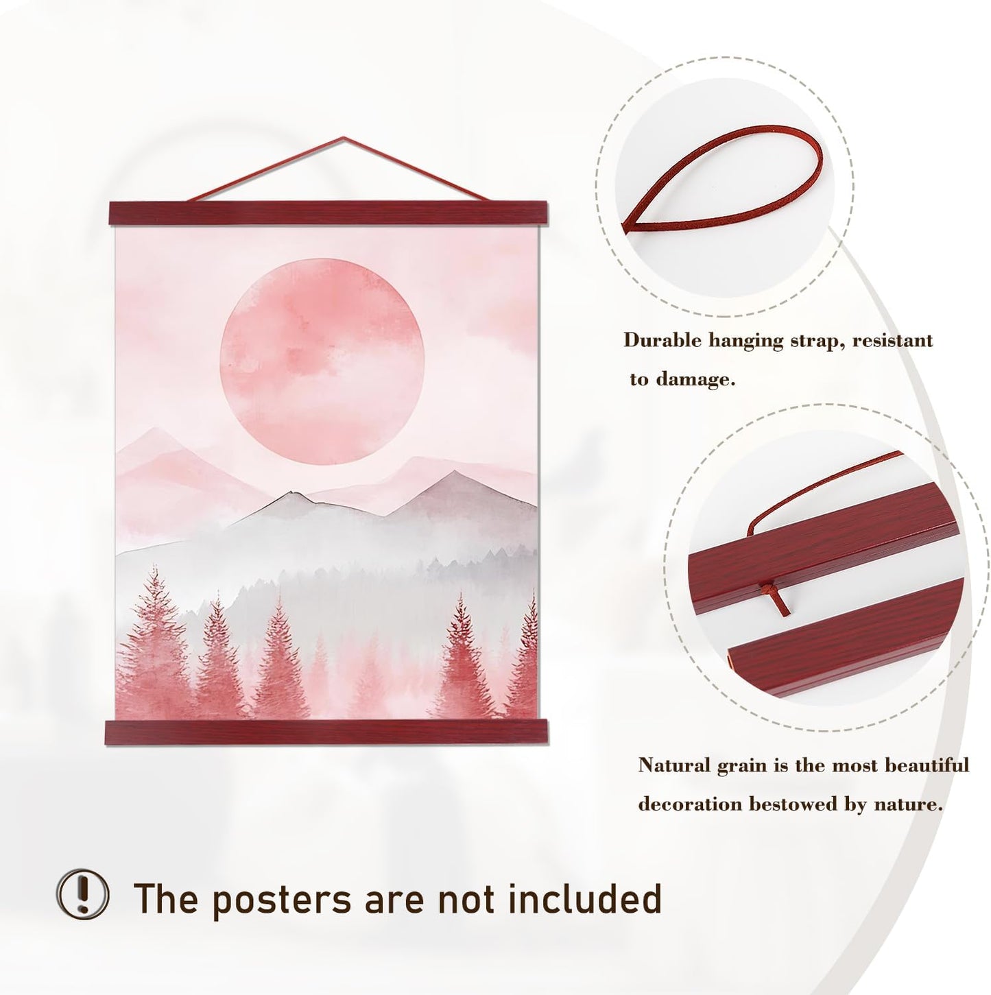Artmag Magnetic Poster Hanger Frame, 40x27 40x30 40x60 Light Wood Wooden Magnet Canvas Artwork Print Poster Hangers