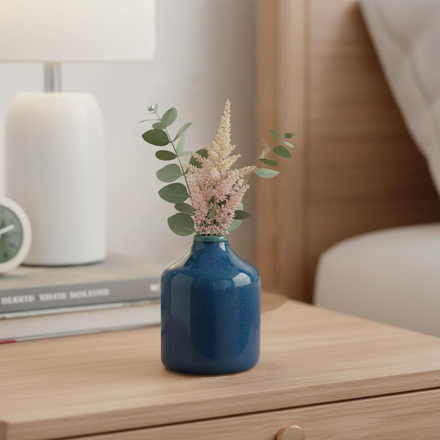 Blue Ceramic Vase for Pampas Grass / Dark Blue / 4 Inch