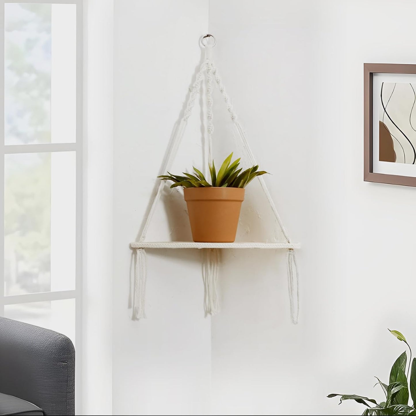Rustic Wooden Plant Shelf / 1 Layer White