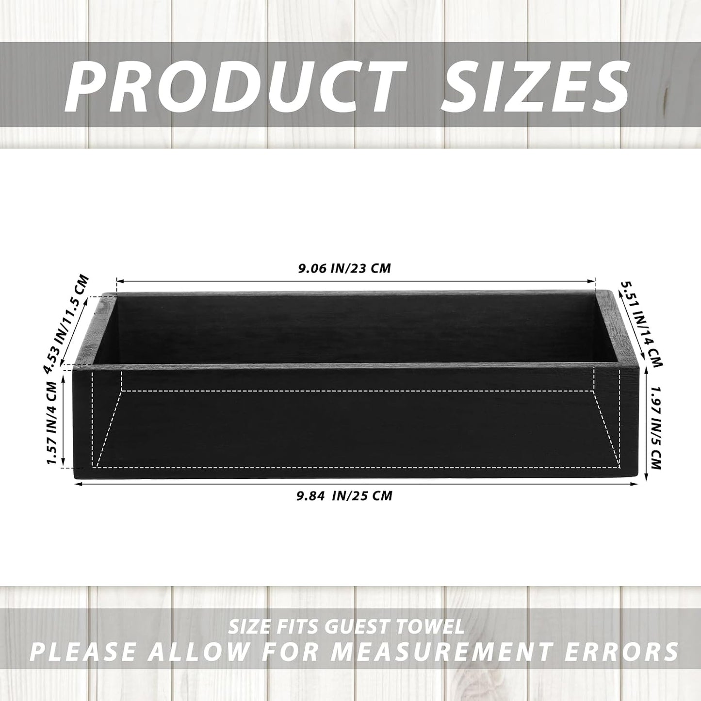 Tall Wood Guest Towel Holder / Black / 2 Inch