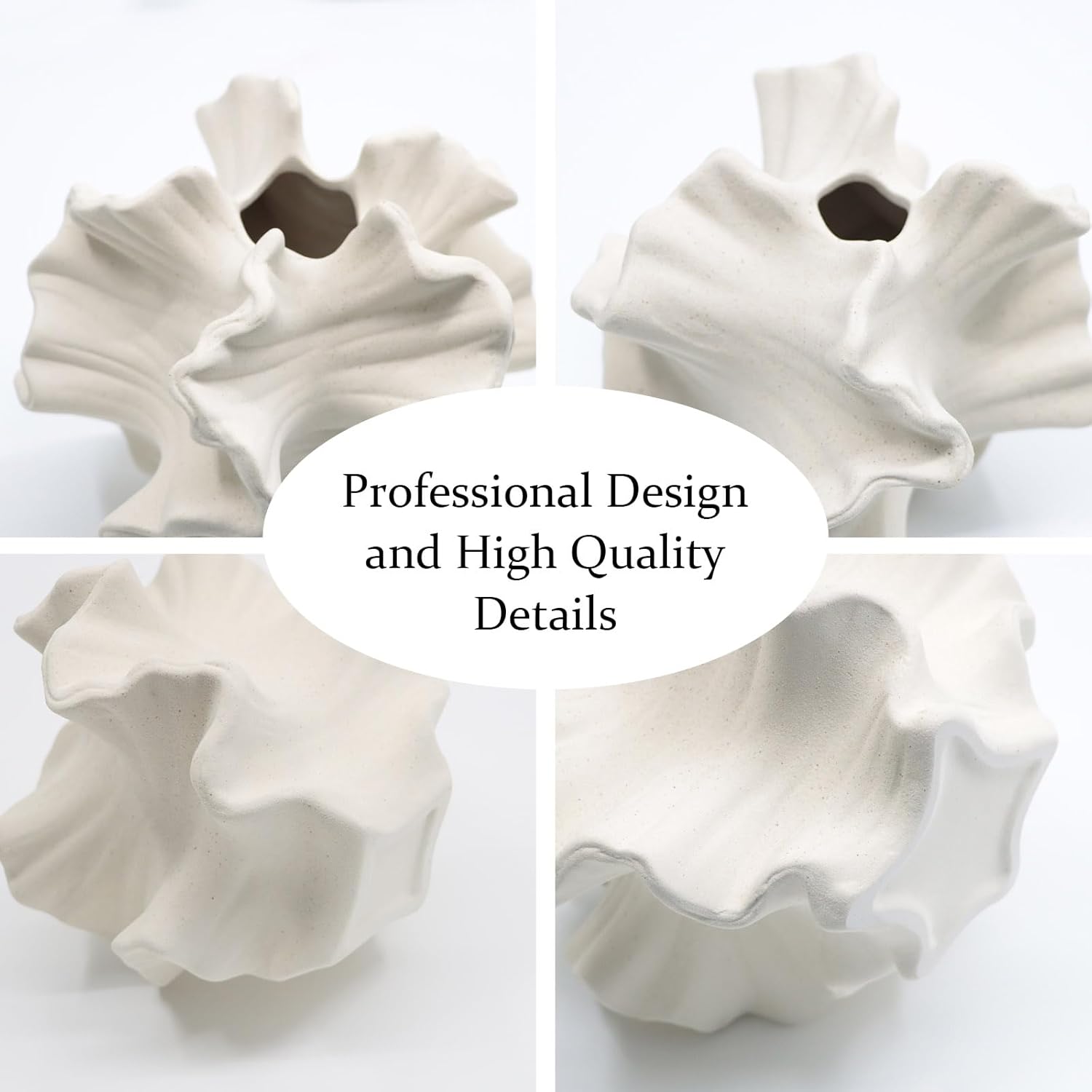 Ceramic Vase / Flower Shape White / Set of 2