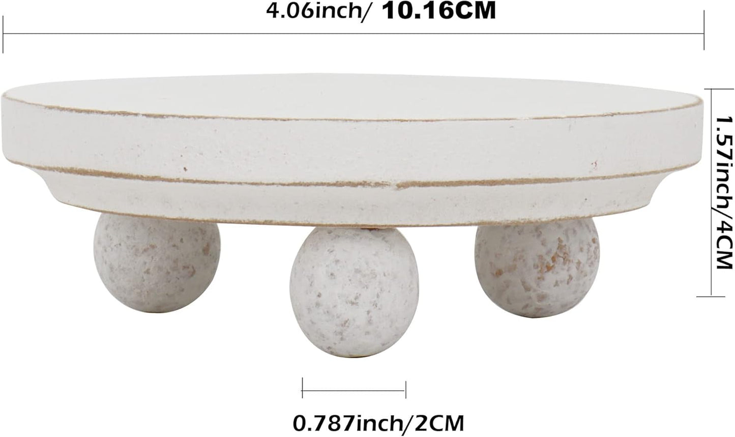 Farmhouse Wood Riser / 4" White-round / 4 Inch