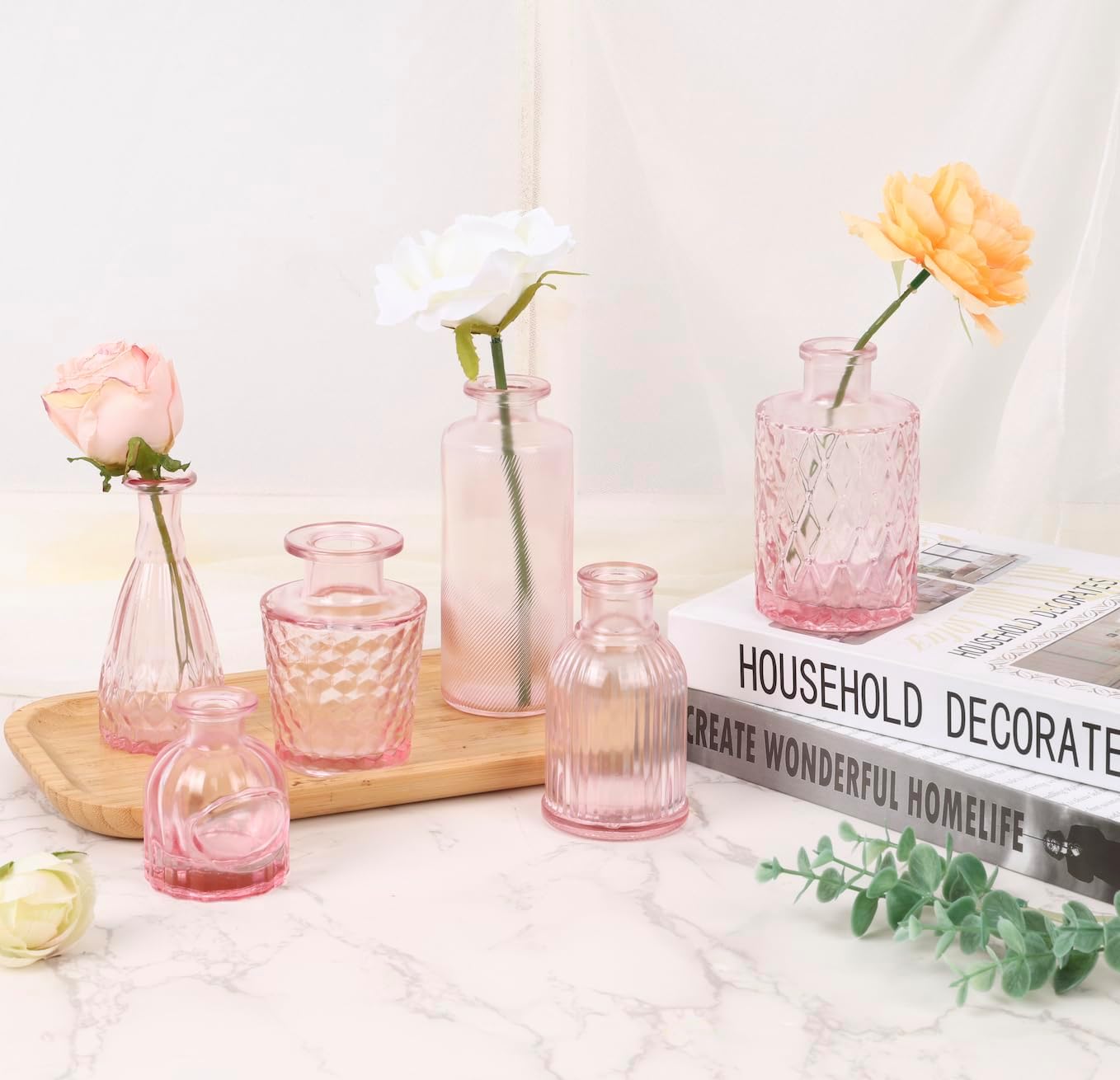 Glass Bud Vase Set / Pink / Set of 36