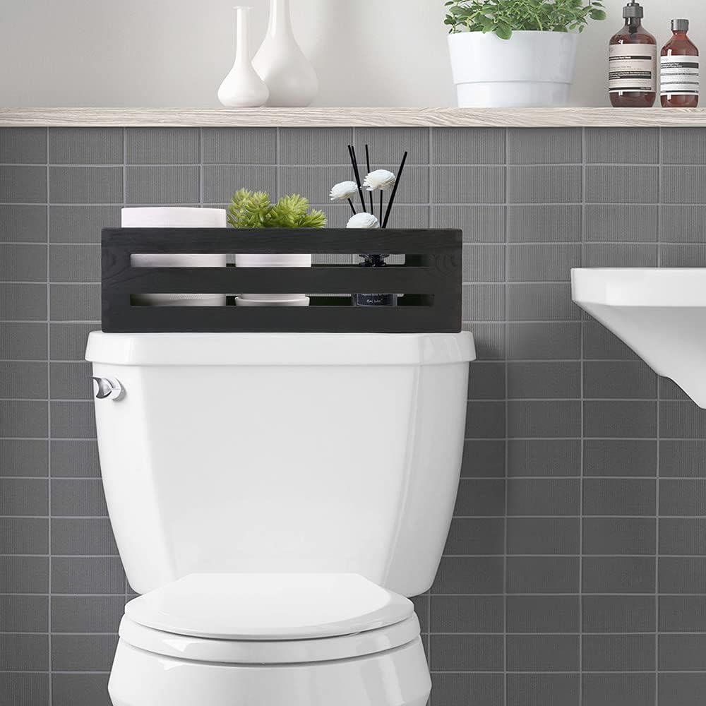Wooden Toilet Paper Holder / Black / Set of 2