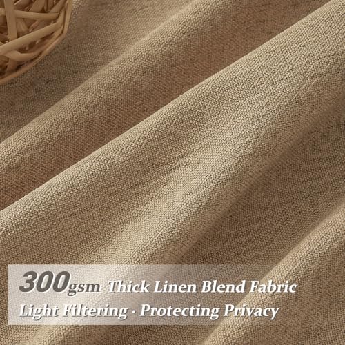 Pleated Linen Rust Brown Curtains 84 Inches Long 2 Panels Set for Bedroom, Memory Trained Pinch Pleat Light Filtering