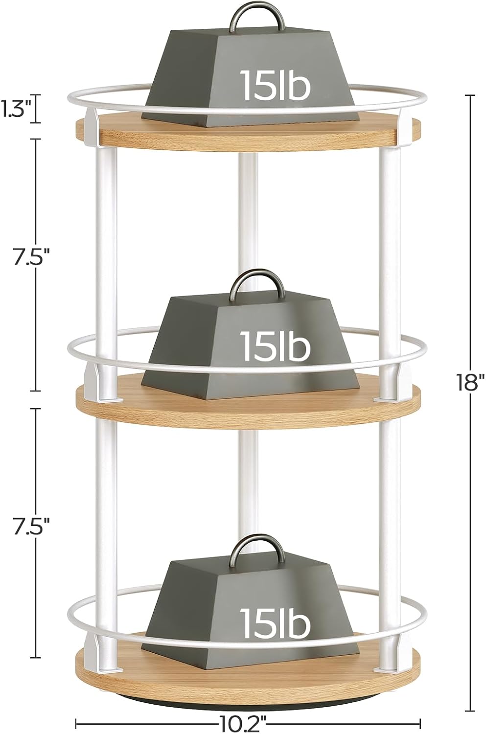 3-Tier Lazy Susan Organizer, Rotating Spice Rack, Spinning Organizer, Industrial Turntable Spice Rack Organizer for