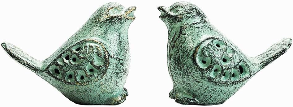 Cast Iron Desktop Ornament / Green & Birds