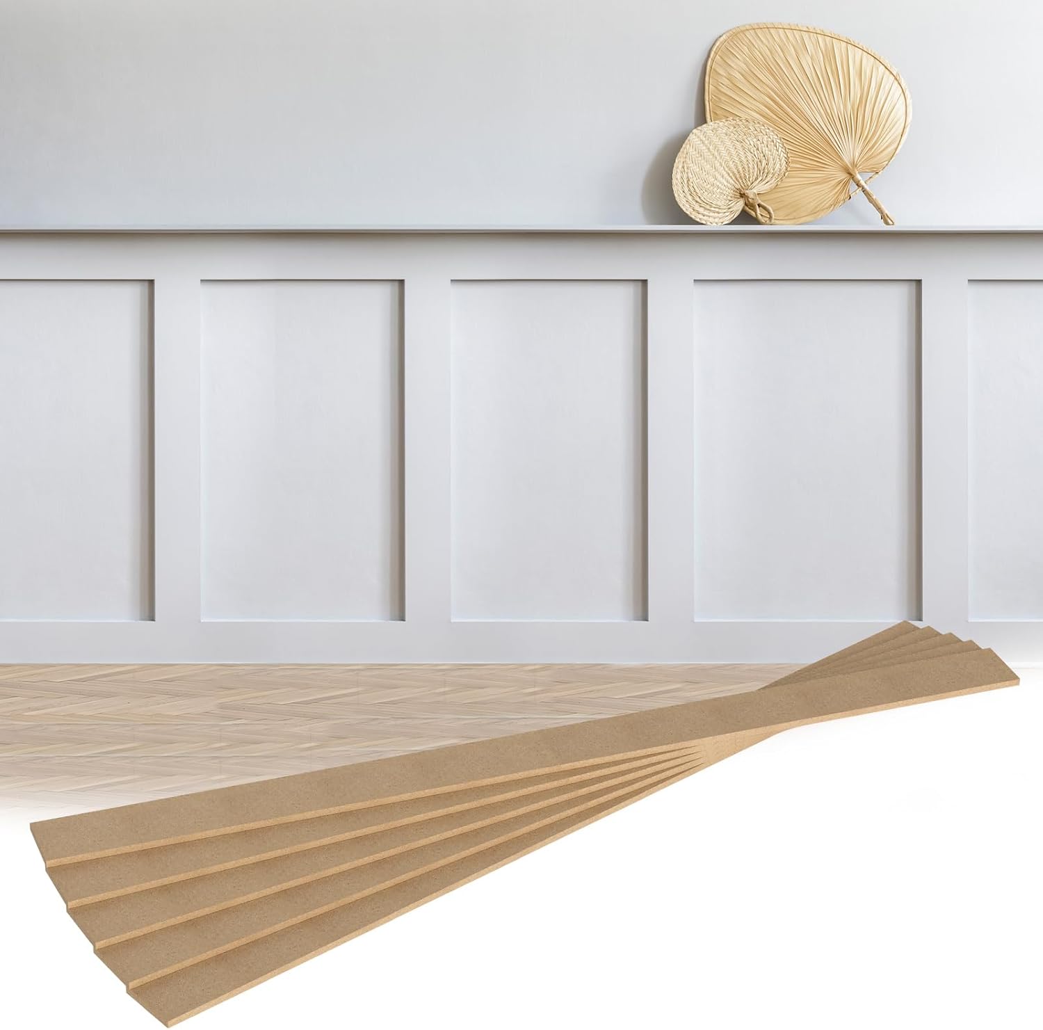 in Mdf Board and Batten Wall Panel Kit Premade Wainscoting Panels / 94.5 x 47.2 / Set of 2