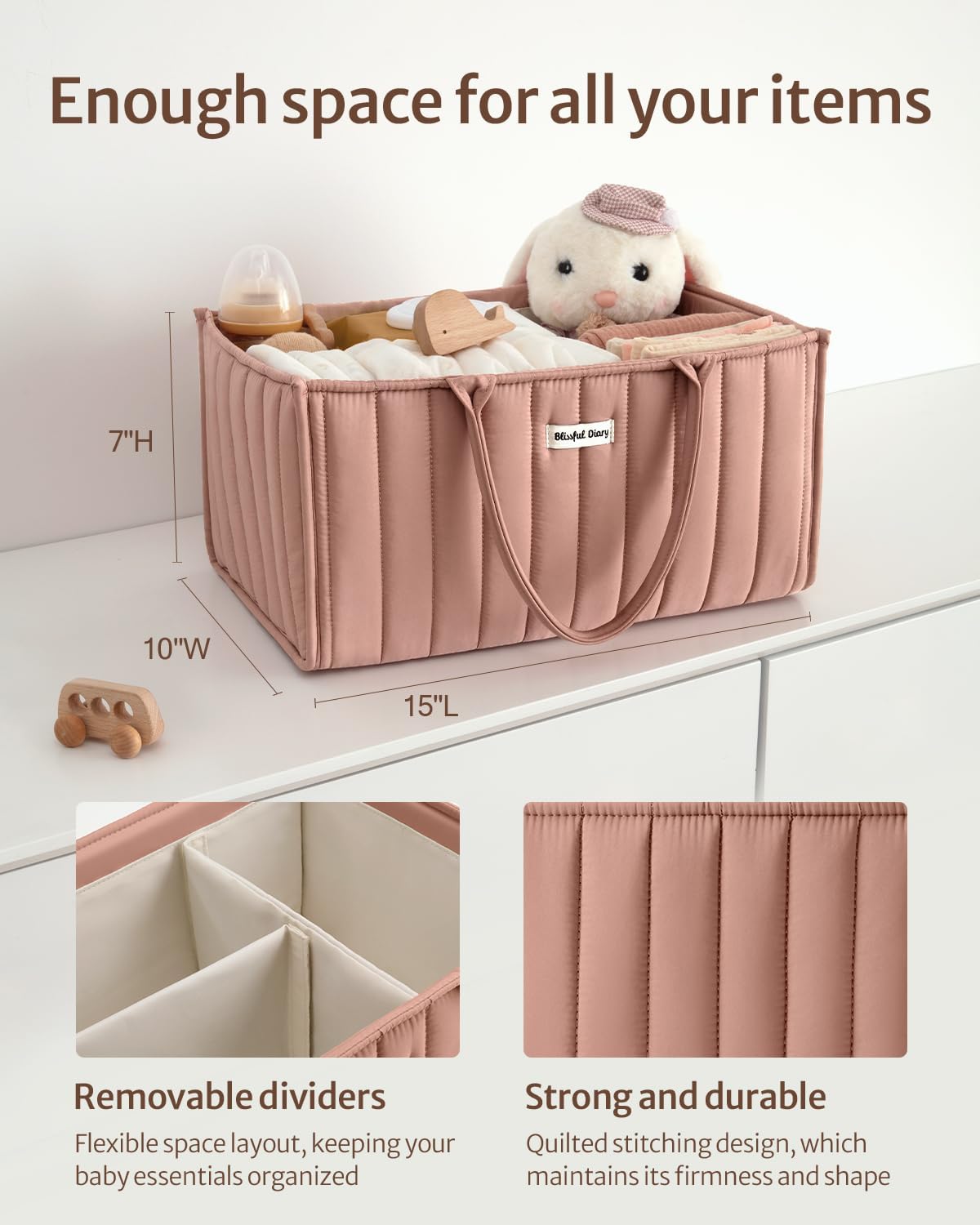 Baby Diaper Caddy Organizer / Blush Pink