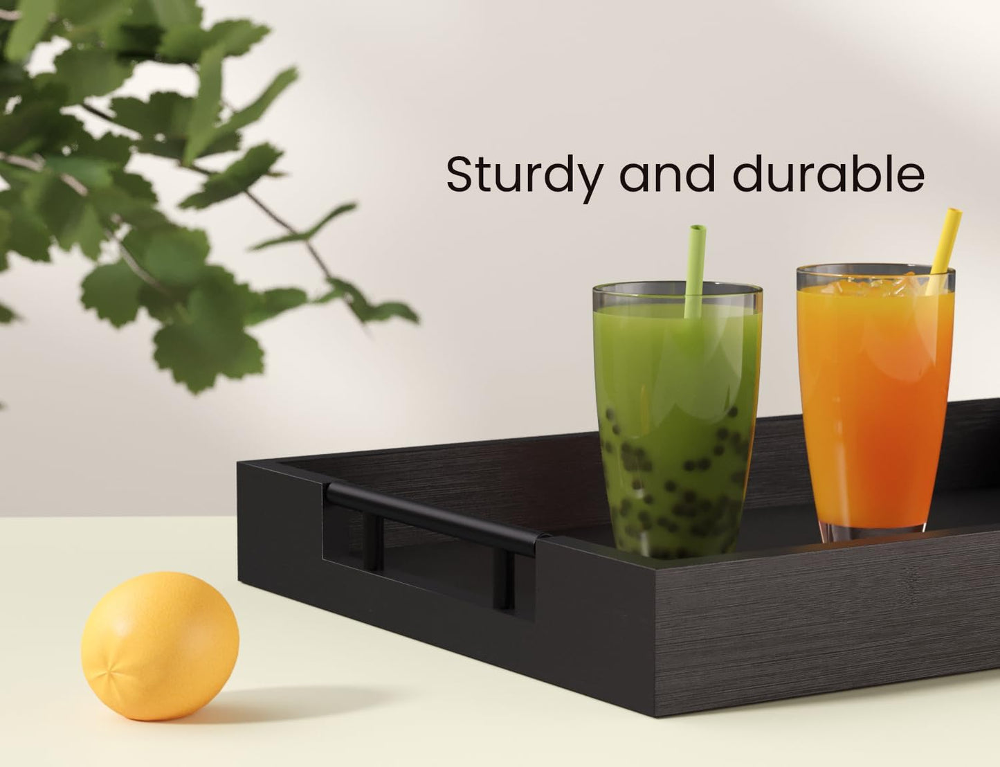 Bamboo Serving Tray / Black-medium / 15 x 10