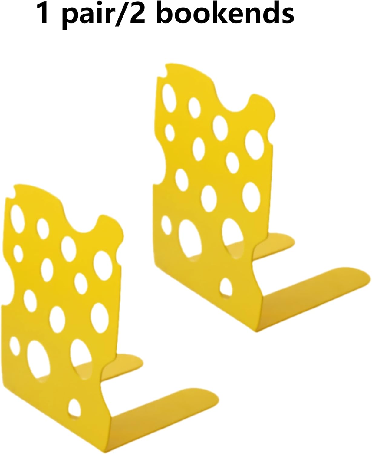 1 Pair Cheese Heavy Metal Cookbook Ends to Hold Books / Yellow / Set of 2