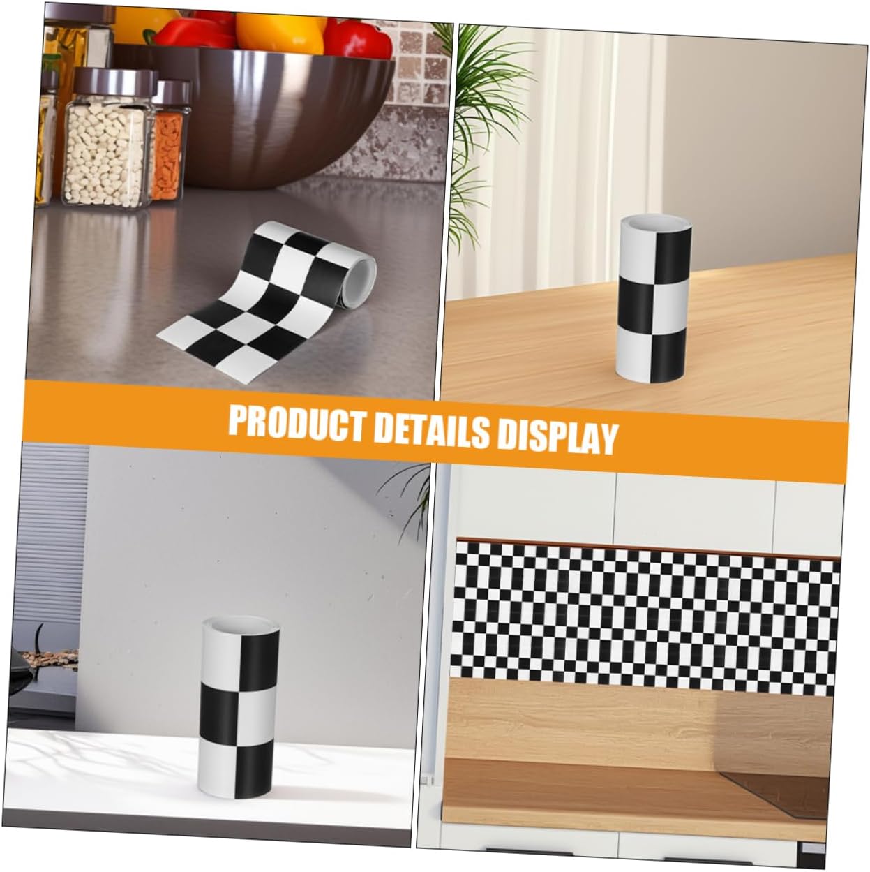 2 Rolls Checkered Peel and Stick Wallpaper Border White Checkered Wallpaper Self Adhesive / Black