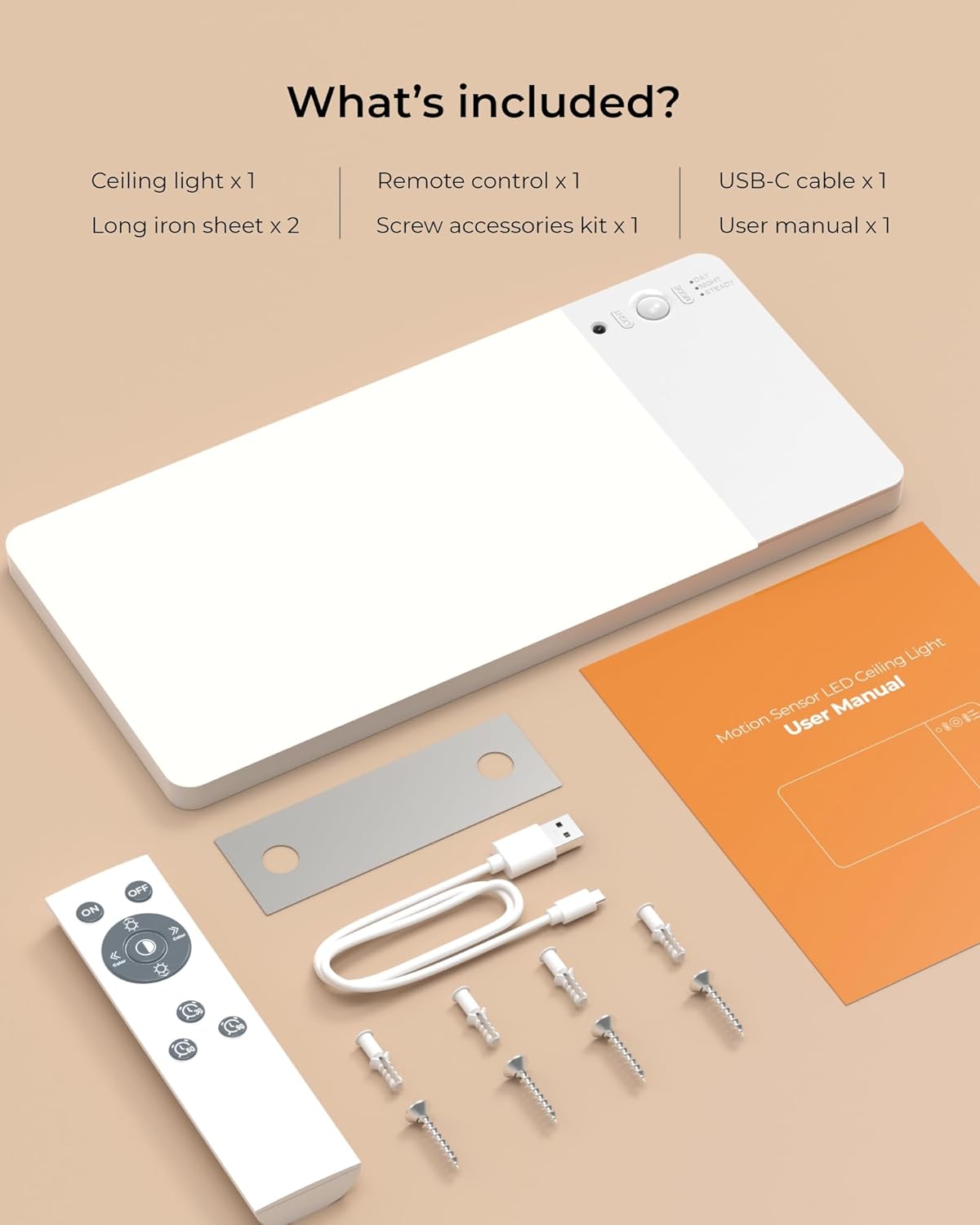 FULEN Rechargeable Motion Sensor Ceiling Light Upgraded,Closet Light with 12000mAh Battery, LED Shower Lights, Ceiling