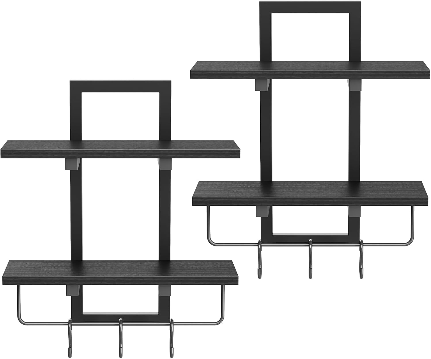 Floating Shelves / Wall Mounted Storage Shelves / Black / Set of 2