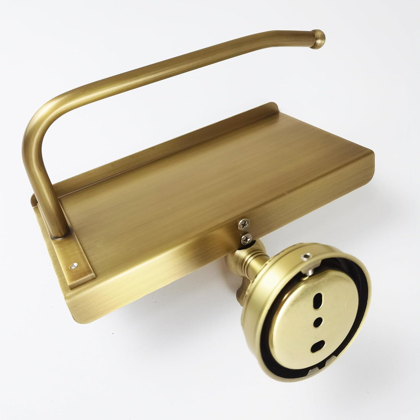 Toilet Paper Holder with Phone Shelf, Bathroom Toilet Paper Roll Holder Antique Bronze Brass Wall Mounted Bathroom