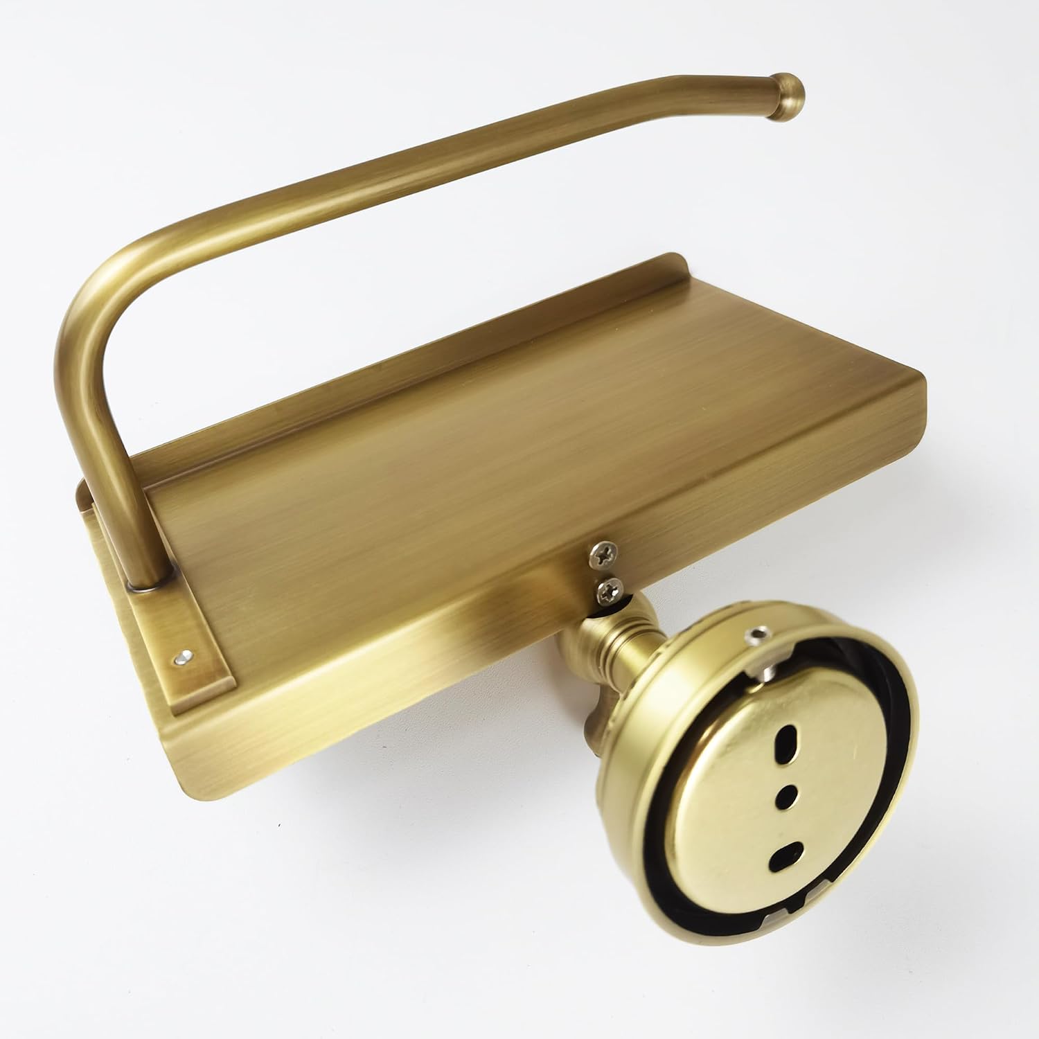 Toilet Paper Holder with Phone Shelf, Bathroom Toilet Paper Roll Holder Antique Bronze Brass Wall Mounted Bathroom