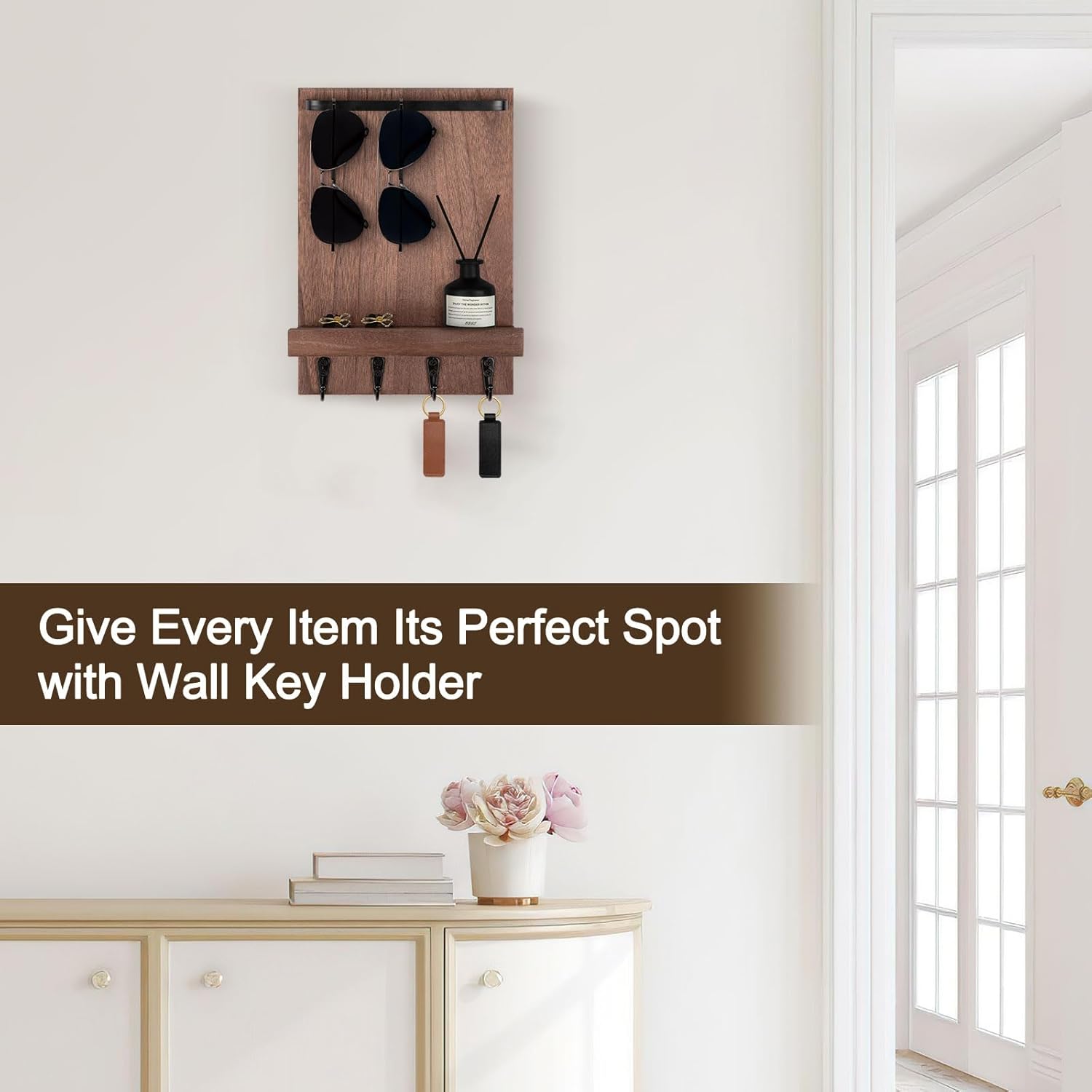 4 Hooks / Key Holder / Brown