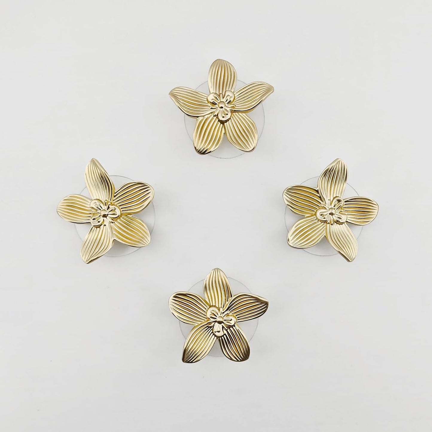 Decorative Flower Wall Hooks / Gold / Set of 4