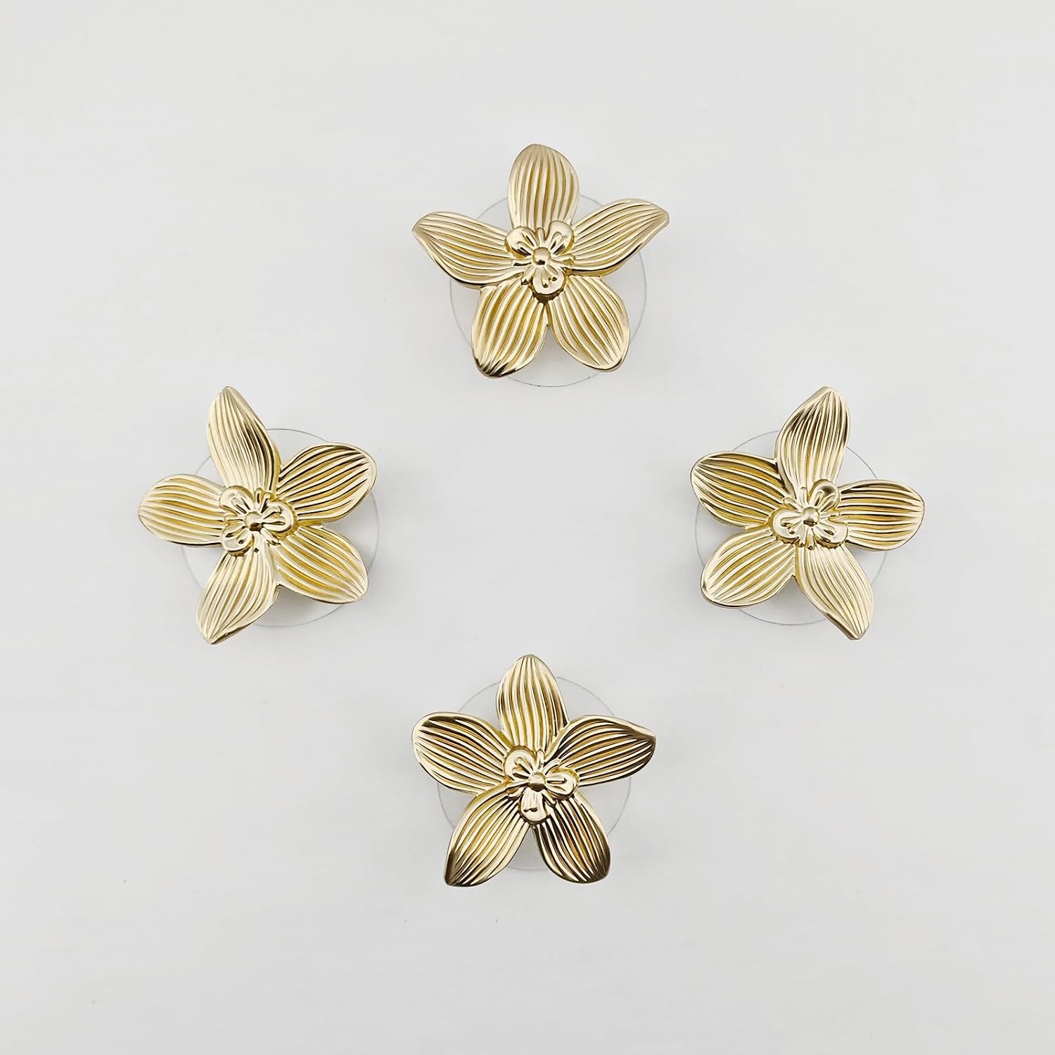 Decorative Flower Wall Hooks / Gold / Set of 4