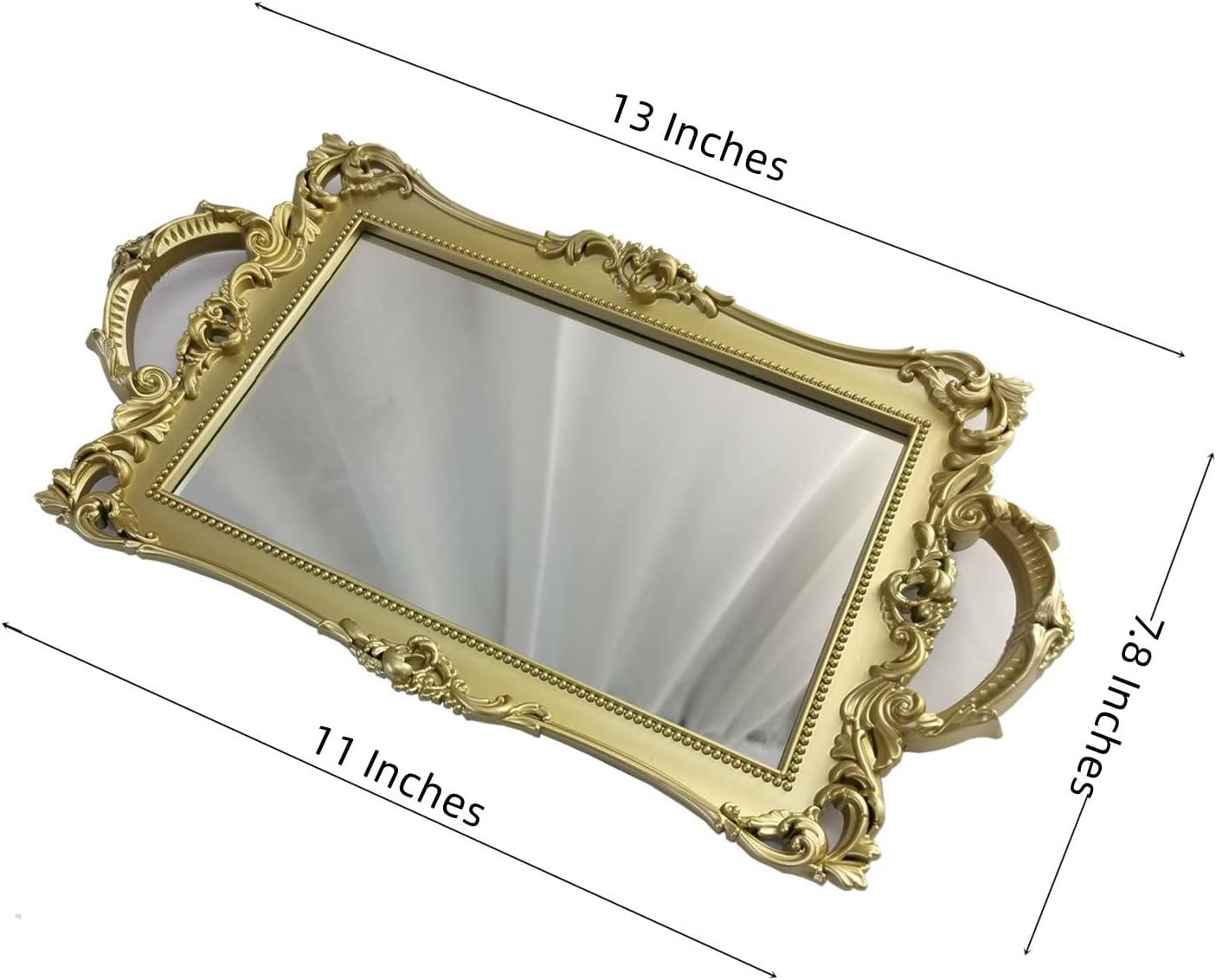 Serving Tray / Makeup Organizer / Golden Blue / 13 x 7.8