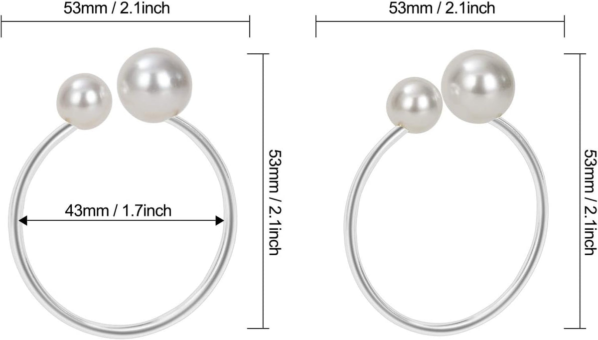 KPOSIYA Pearl Napkin Rings - Set of 100 Silver Napkin Holder Table Napkin Buckles for Dinning Table Setting Christmas