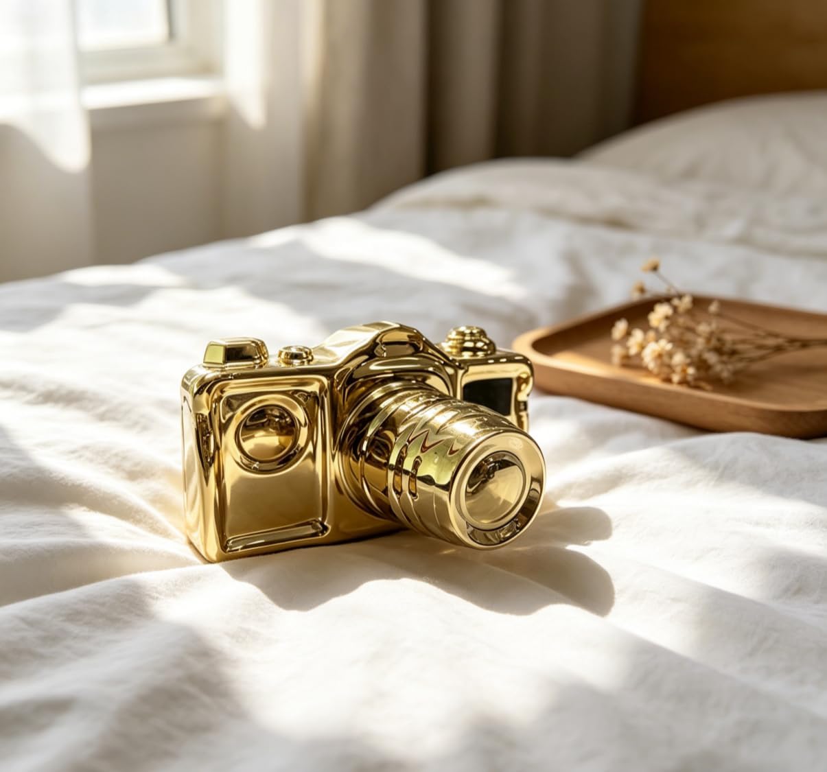 Modern Camera Statue and Sculpture Accent Decor / Gold