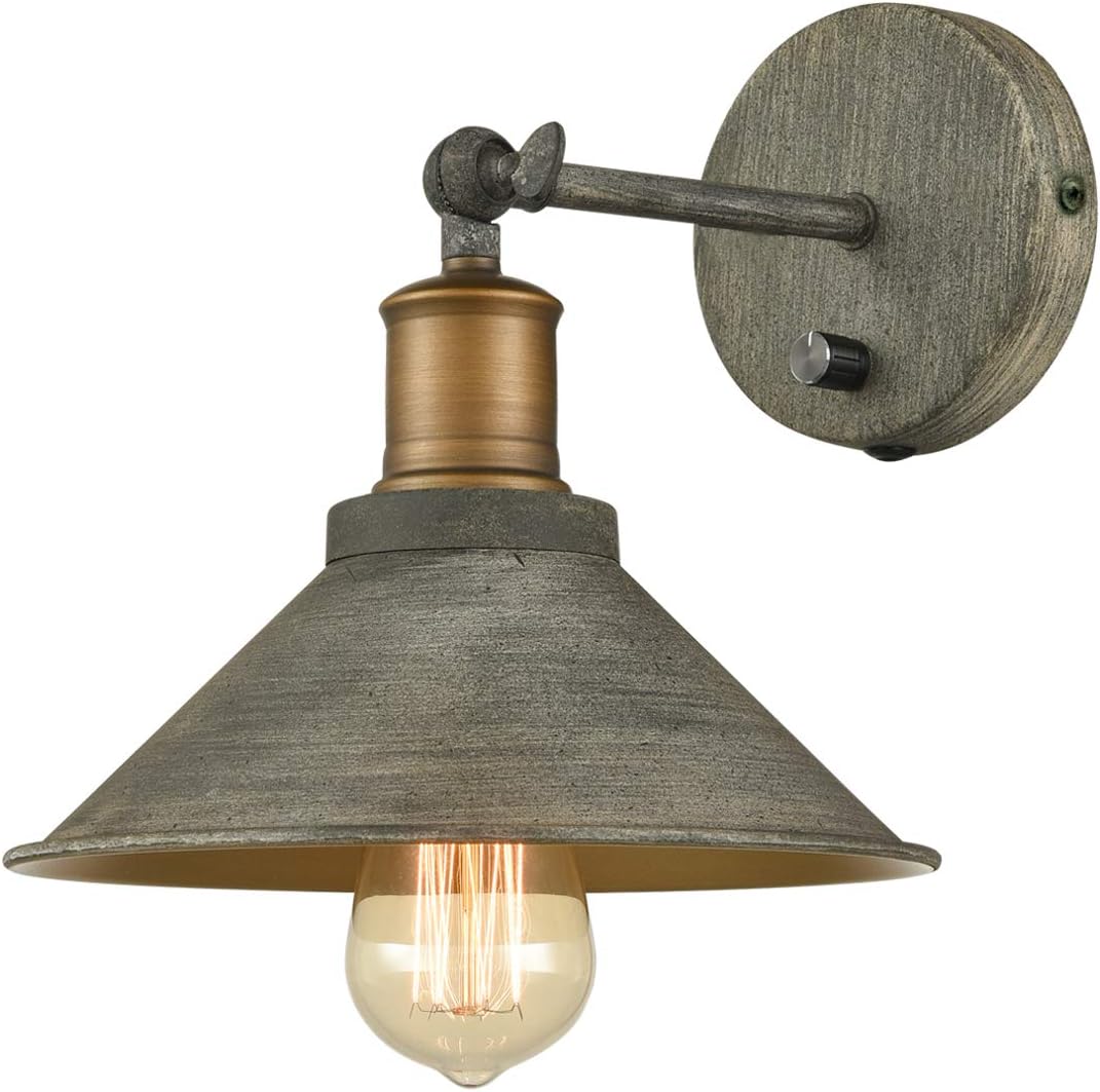 Vintage Industrial Swing Arm Plug-in Wall Sconces Set of 2 | Plug-in or Hardwired, 240° Adjustable Arm, E26 Dimmable