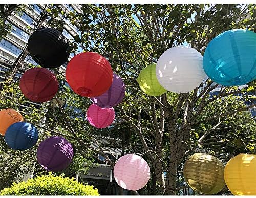 BEISHIDA Dark Blue Paper Lanterns 10Pcs 4/6/8/10/12 Inch Round Chinese Lamp