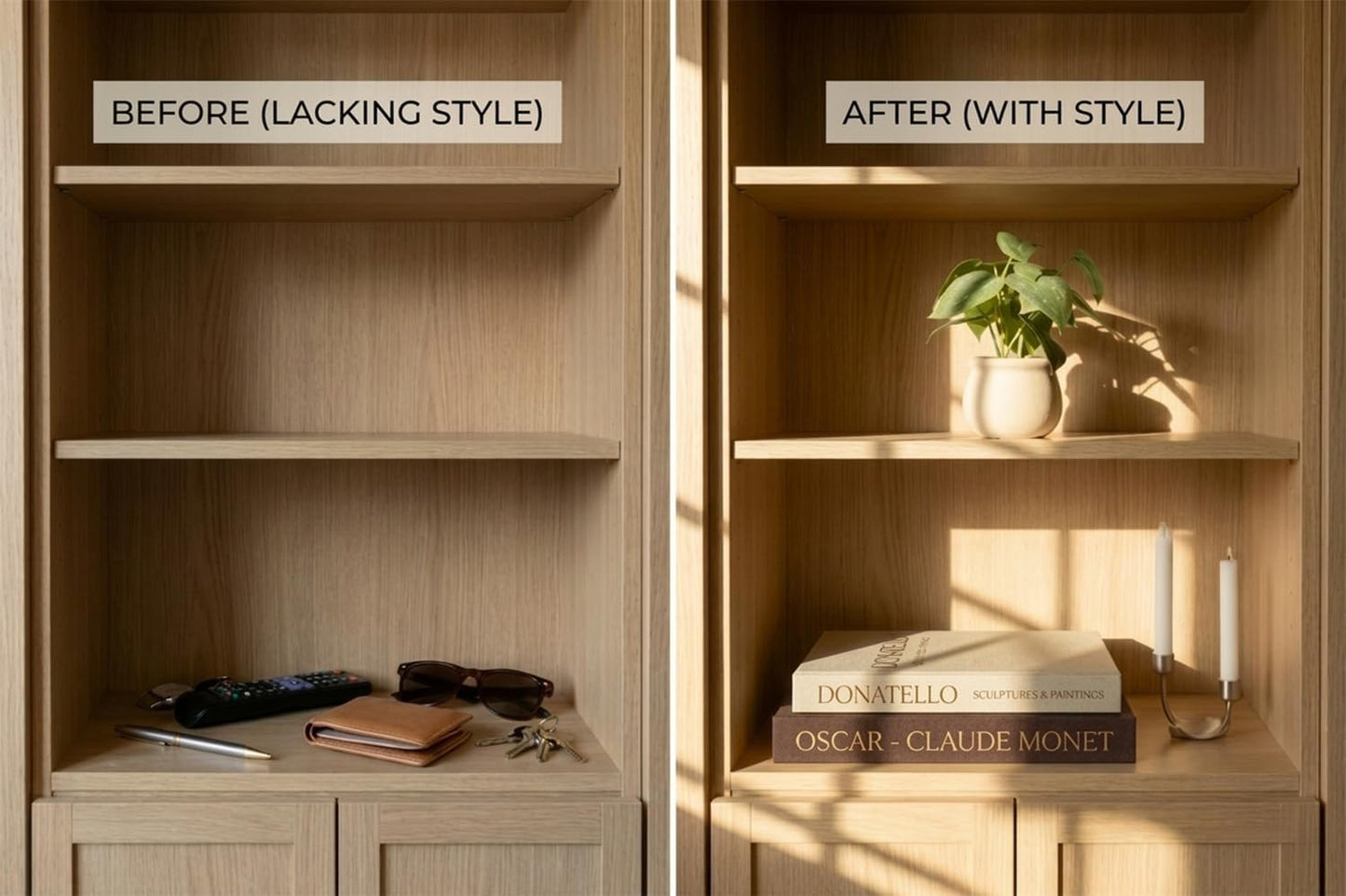 Faux Books for Decoration / Brown - Beige / Set of 2