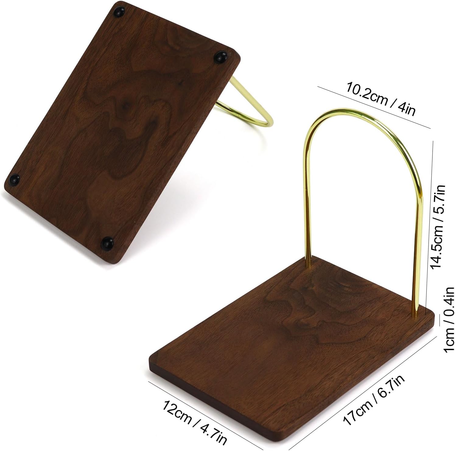 Handmade Walnut Wood Bookends / Walnut Brown