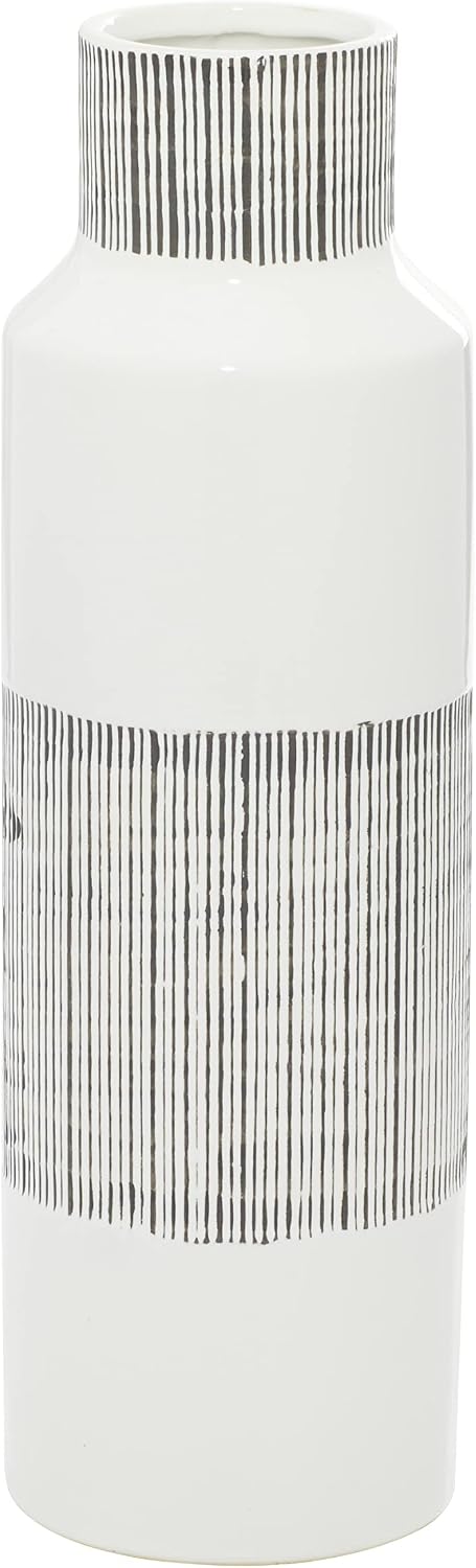 CosmoLiving by Cosmopolitan Ceramic Handmade Decorative Vase Centerpiece Vase / 6 x 6 x 18 / White