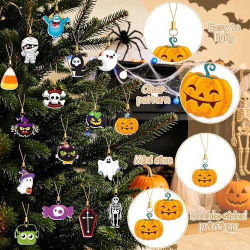 36Pcs Halloween Tree Ornaments Double Sided Acrylic Hanging Decor