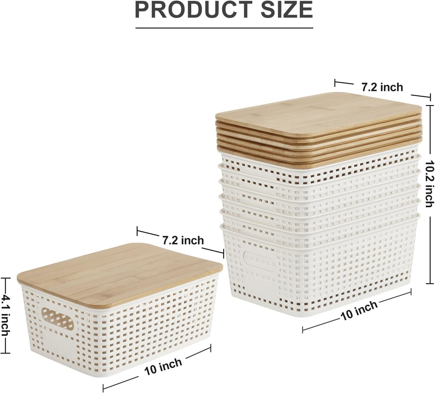 Plastic Storage Bins / Cream White / Small / Set of 6