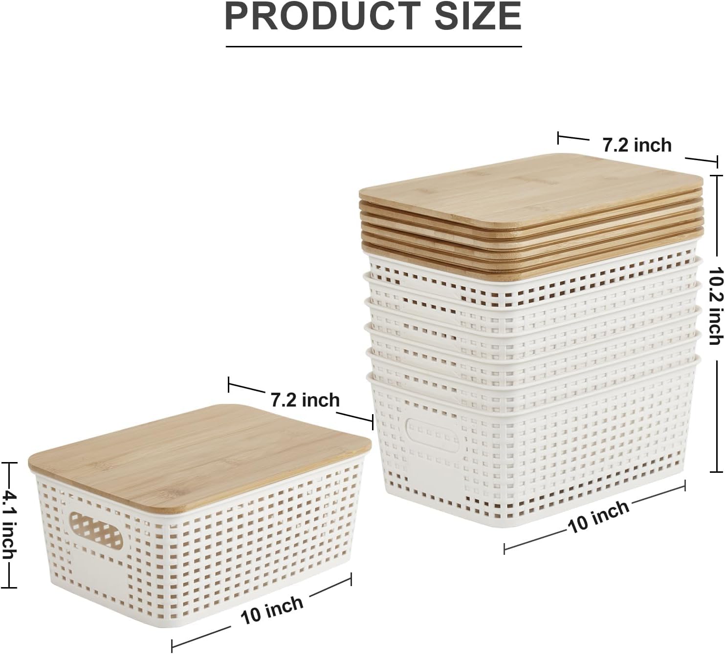 Plastic Storage Bins / Cream White / Small / Set of 6