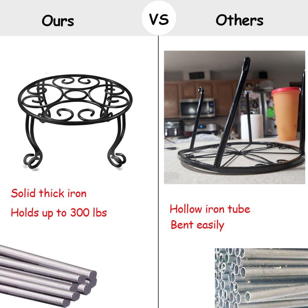 Metal Outdoor Plant Stand 11.8IN Diameter Heavy Duty Plant Pot Stands for Indoor Round Flower Pot Support Rack Set of