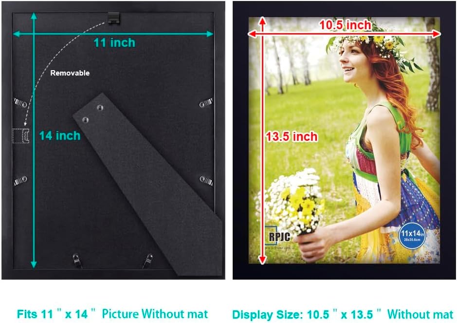 Picture Frame Made of Solid Wood and High Definition Glass Display Pictures / Black / 11 x 14