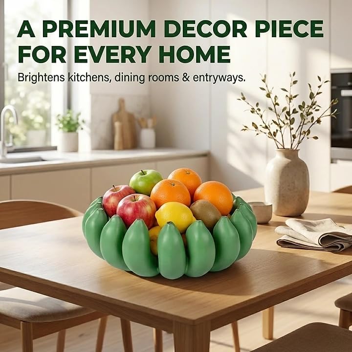 Banana fruit bowl holder Handcrafted Art Centerpiece / Green / 12 Inch