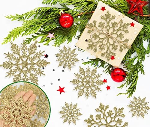 kockuu Glitter Snowflake Ornaments for Christmas Tree Decorations