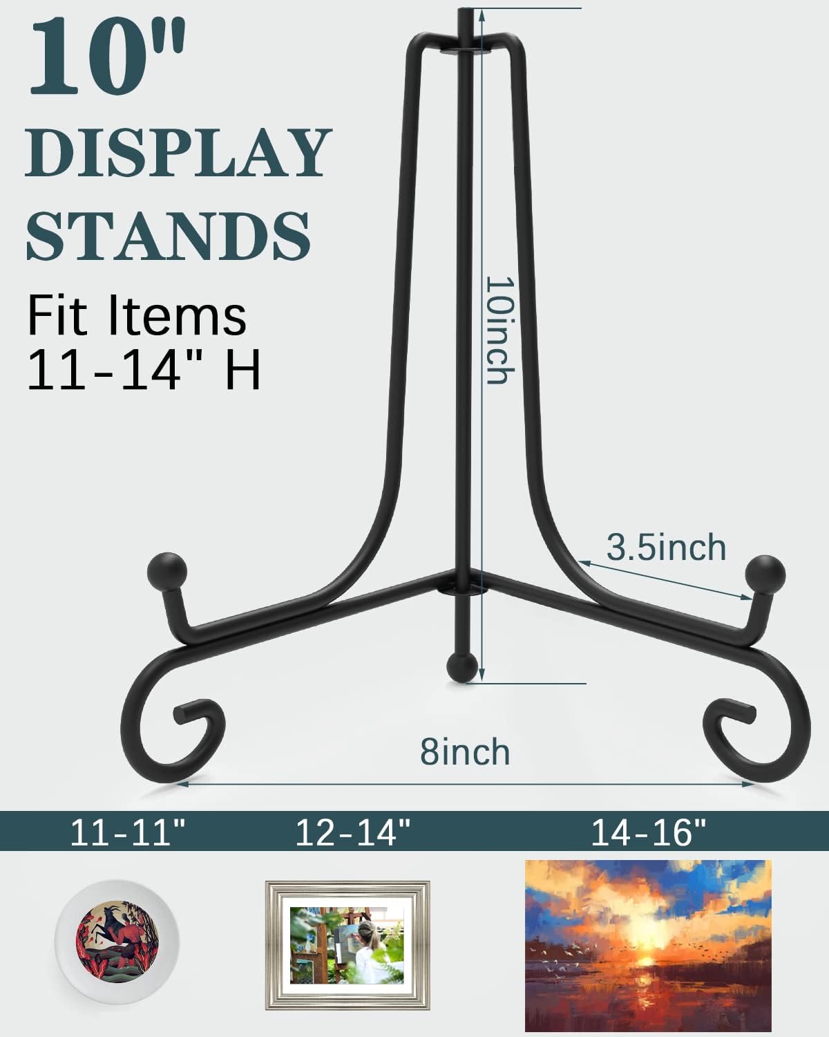 Iron Display Stand Packs / 10 Inch / Black / Set of 10