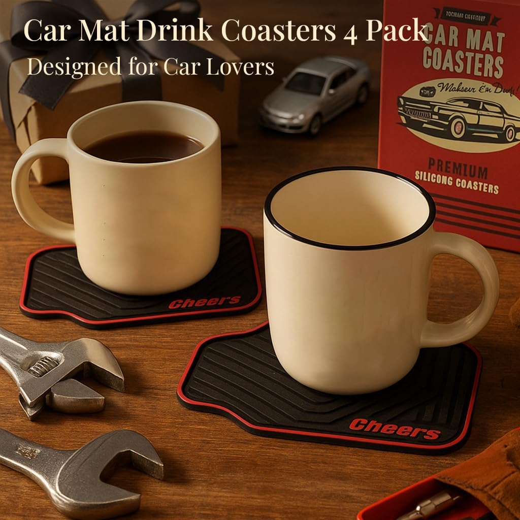 Silicone Drink Coasters / Funny Gag Novelty Car Enthusiasts Lovers Gifts for Men Him Ideas