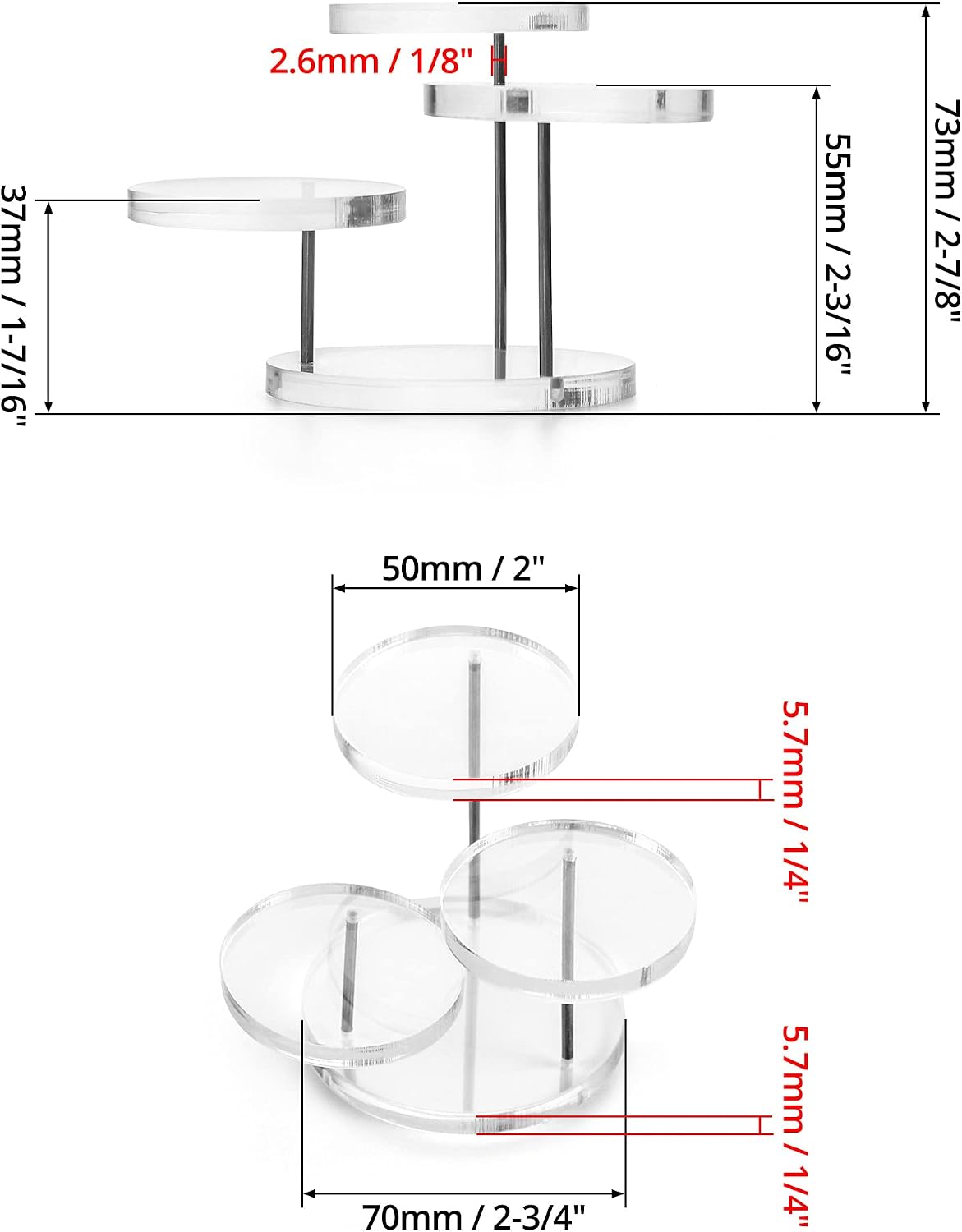 Small Jewelry & Figurine Stand / Clear / 3 Tier / Set of 4