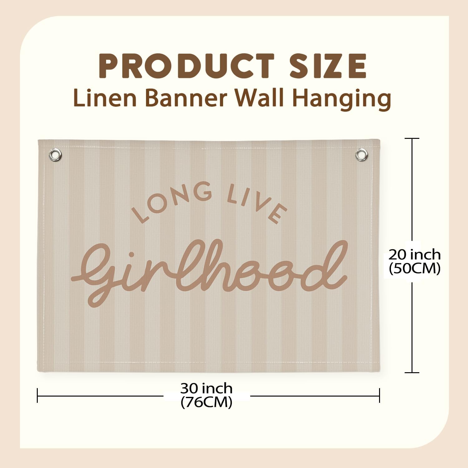 Girls Room Decor Long Live Girlhood Linen Banner Hanging Flag / Long Live Girlhood Khaki / Pink