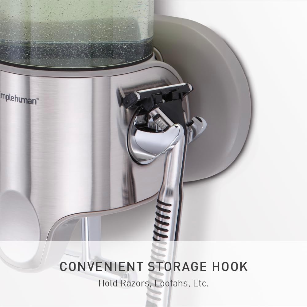 simplehuman Wall Mount Pumps, Twin 15 fl. oz. Shampoo & Soap Dispenser, Stainless Steel