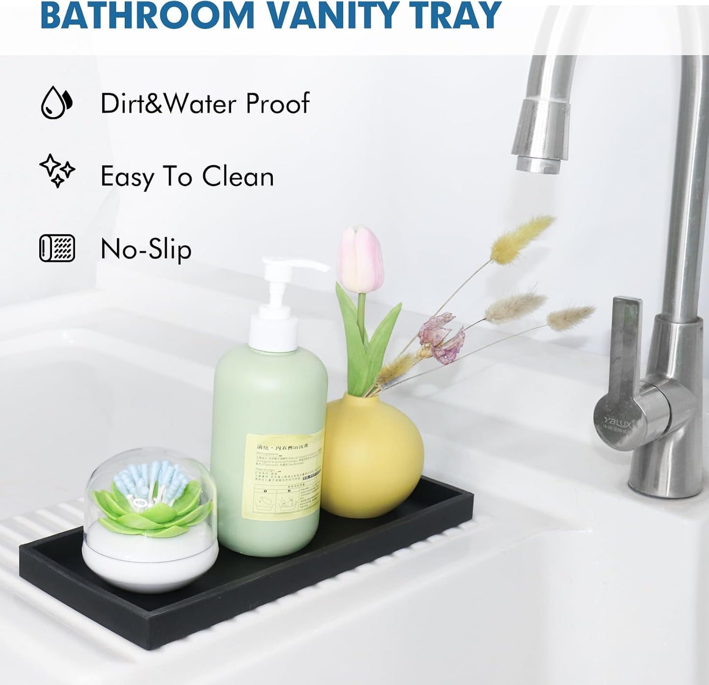 Sink Vanity Trays / Black / 15.7 x 5.9 x 0.9