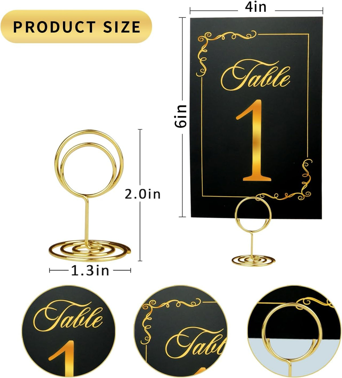 Wedding Table Numbers 1-40 and Head Table Card, Black Gold Table Number Cards with 41 Gold Table Number Holders, 1 Set