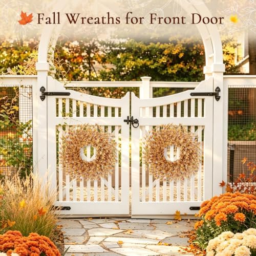 26 Inch Fall Wreath for Front Door, Autumn Thanksgiving Decor